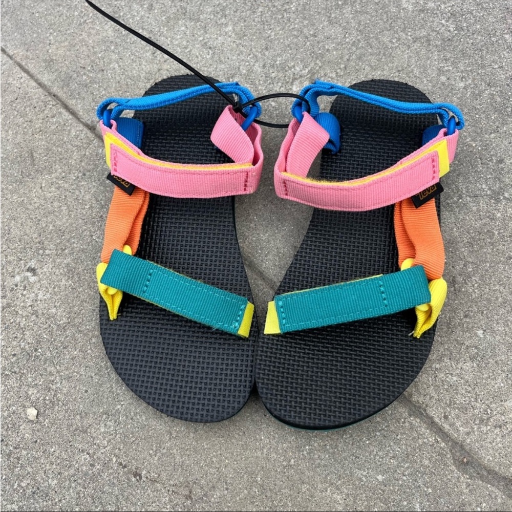 Teva Kids Multicolor Strap Sandals — Pink, Blue, Orange, Teal, Yellow